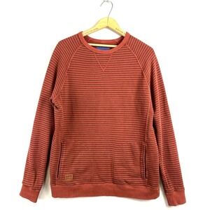 KATIN Crewneck Sweatshirt Brown Stripe Pockets‎ Cotton Mens Small